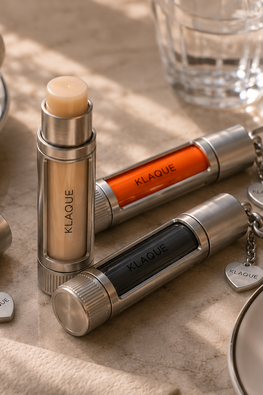 KLAQUE LIP LOCK shells in three signature colors